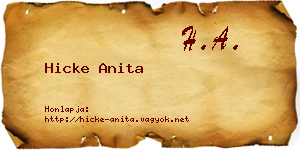 Hicke Anita névjegykártya
